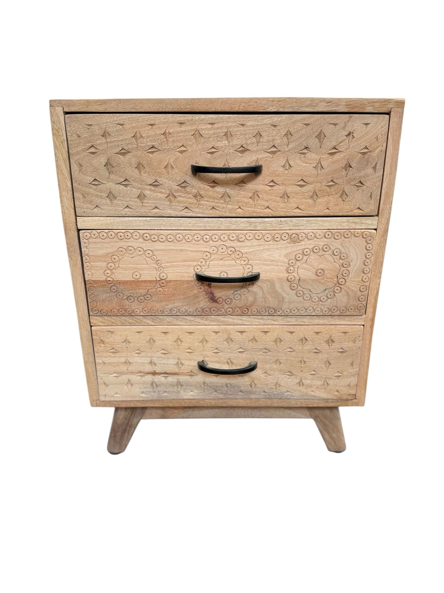 Small Natural Wood Night Stand with Drawers