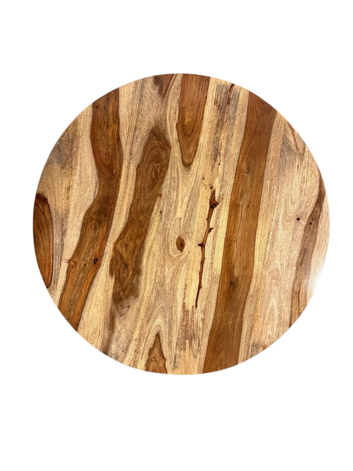 Round Natural Wood Top and Curved Metal Base Coffee Table