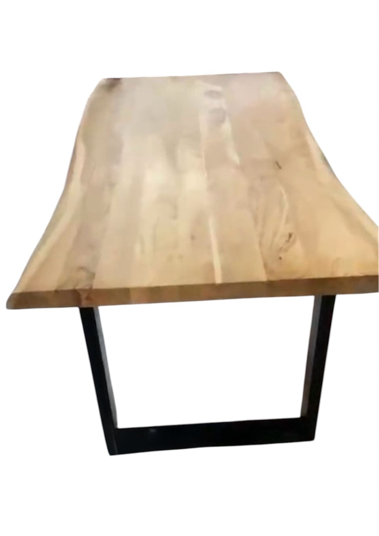 Live Edge Dining Table with 6 Iron Base Chairs Set