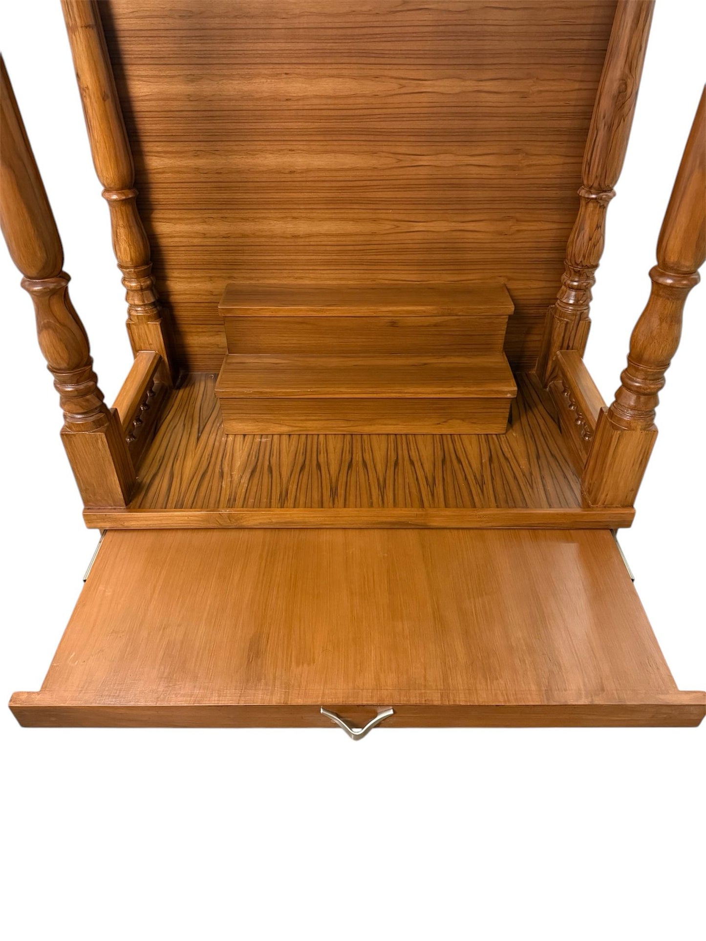 Mandir (Temple) with Removable Steps, Pull Out Tray and Drawer in Teak Wood