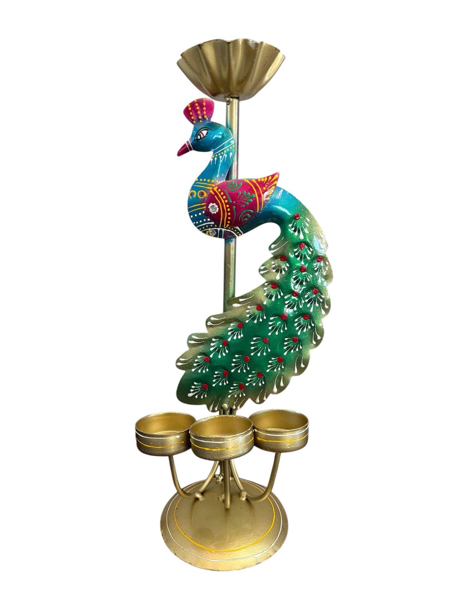 Hand Made Metal Peacock Tea Light Holder