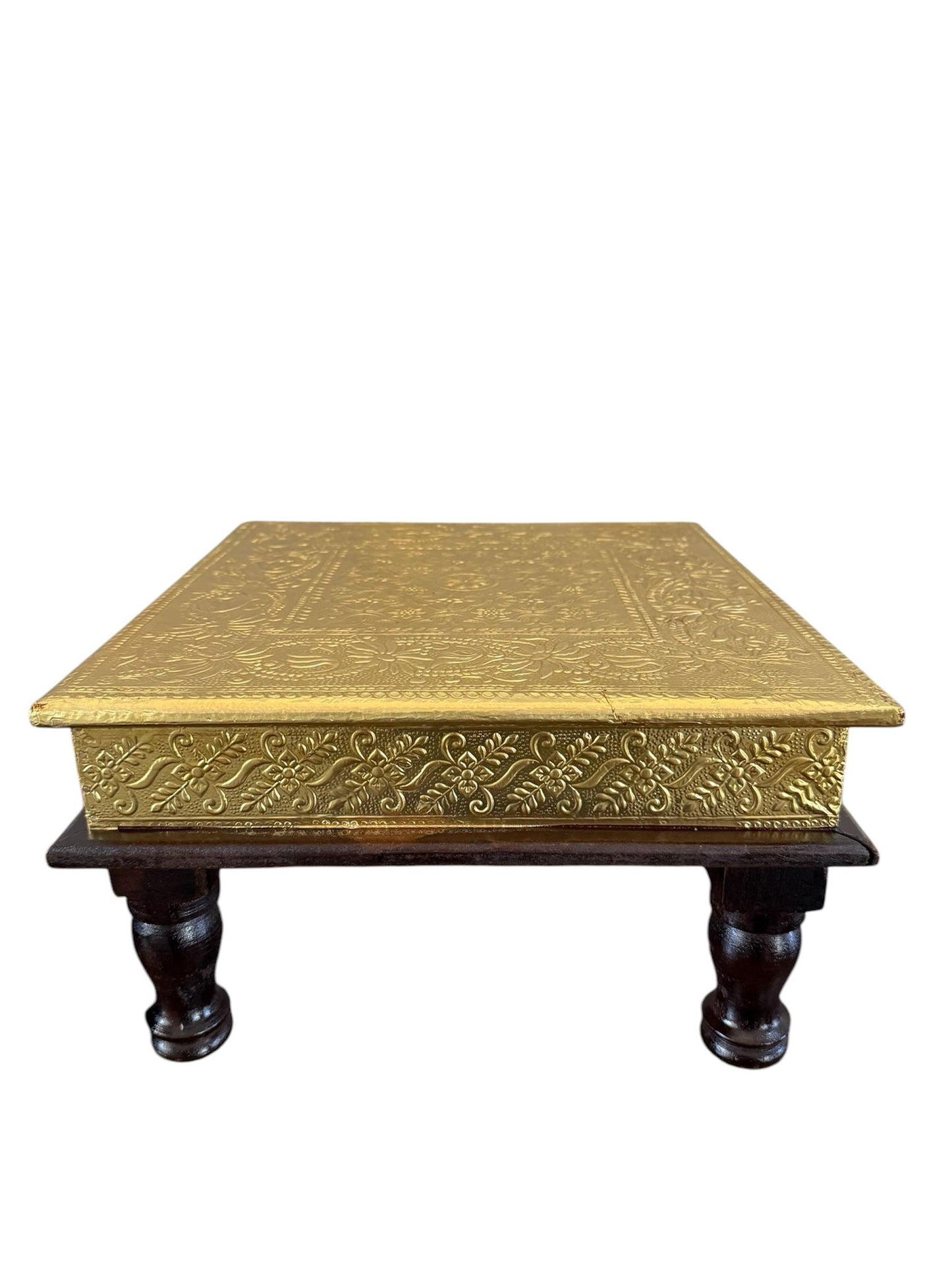 Wooden Brass Inlay Chowki
