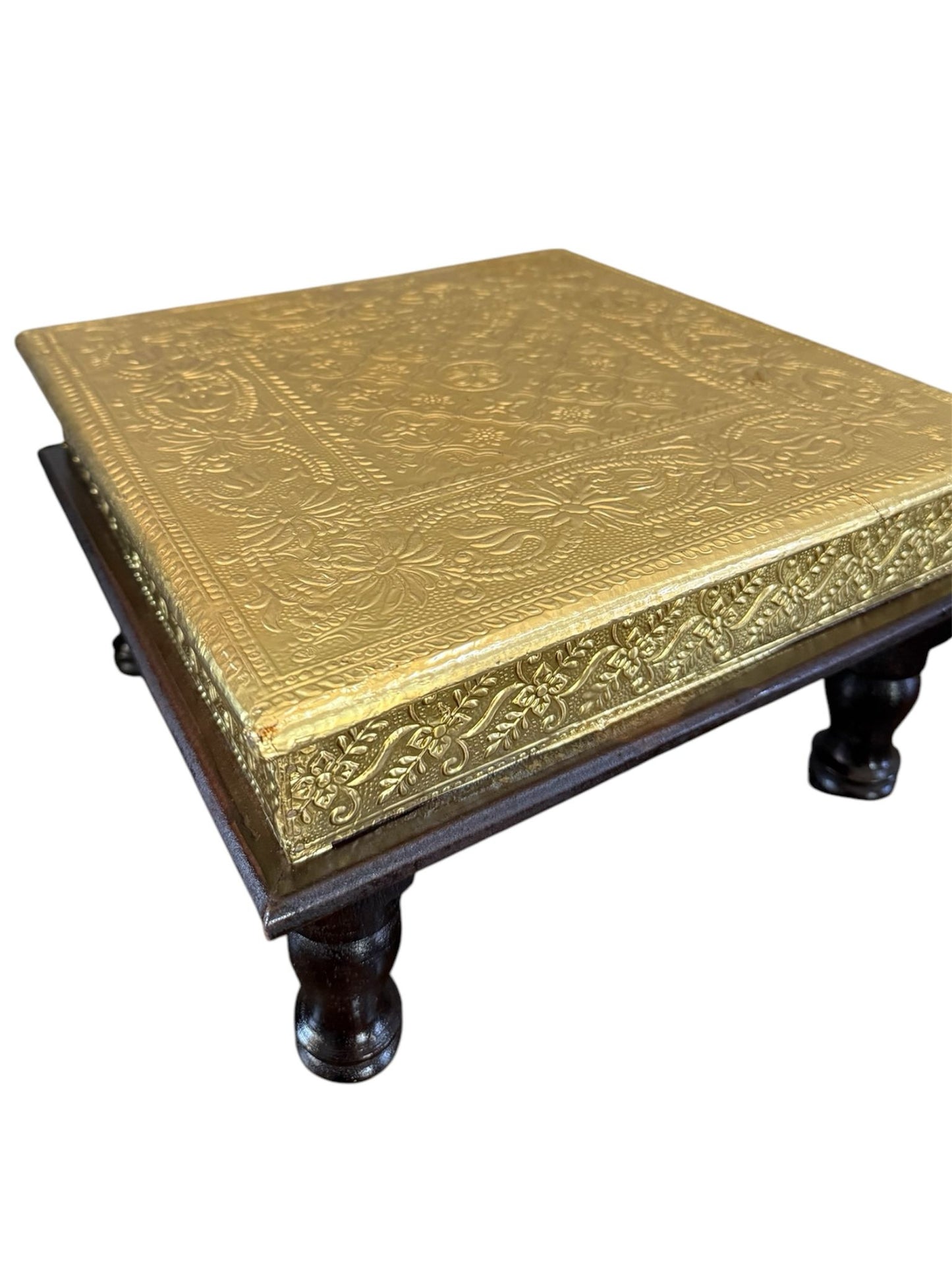 Wooden Brass Inlay Chowki