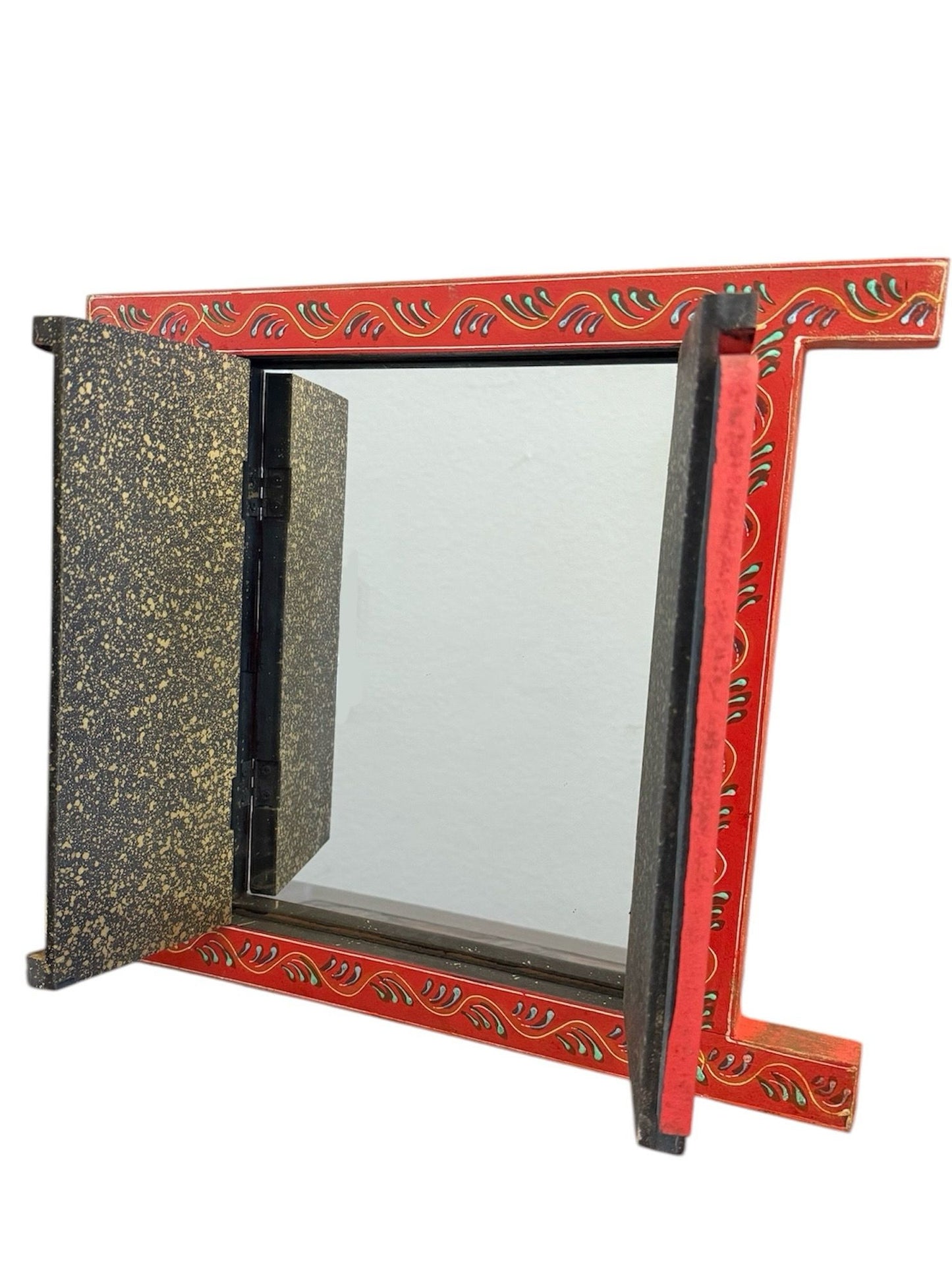 Wooden Hand Painted Jharokha Window with Mirror