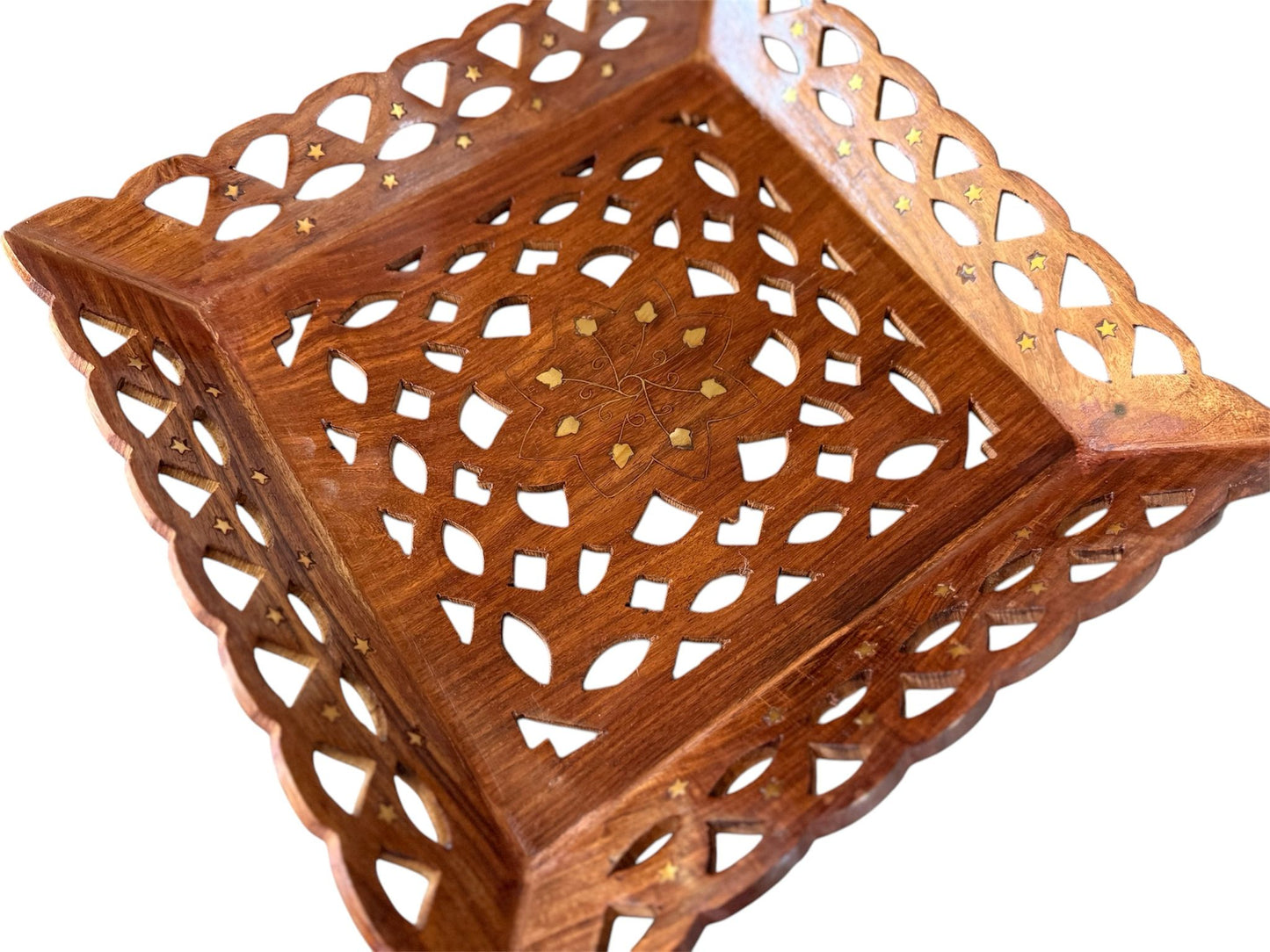 Wooden Eyelet Tray with Brass Inlay